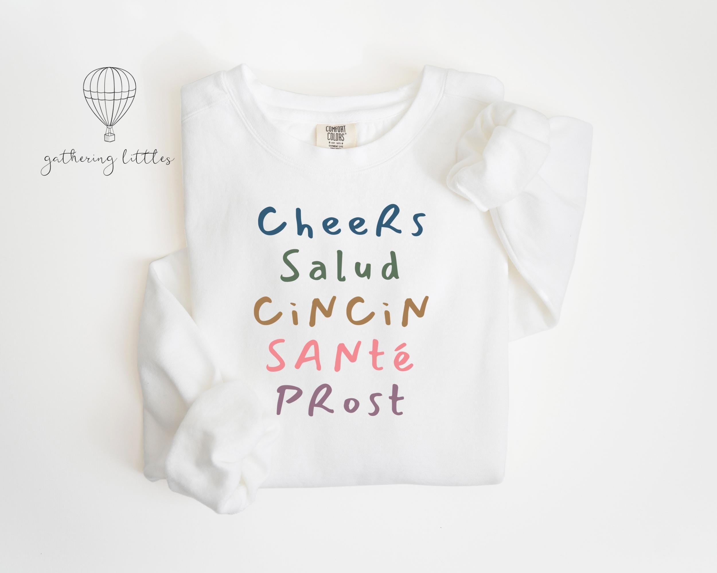 Cheers Shirt, Comfort Colors Drinks Tshirt, Champagne Lover Gift, Bartender Crewneck, Bachelorette Tee, Cheers New Years Eve Shirt, salud