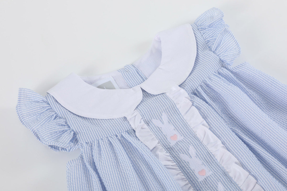 Light Blue Bunny Ruffle Yoke Dress