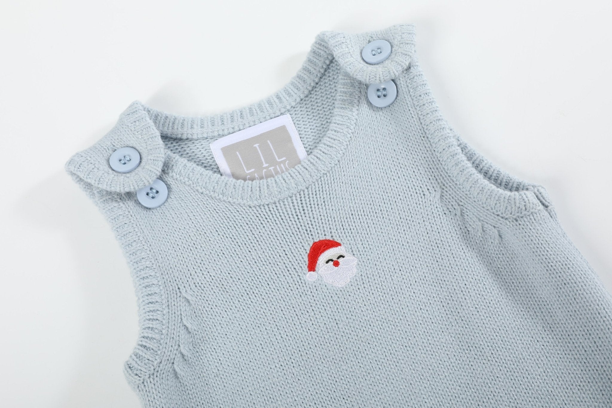 Light Blue Santa Knit Romper
