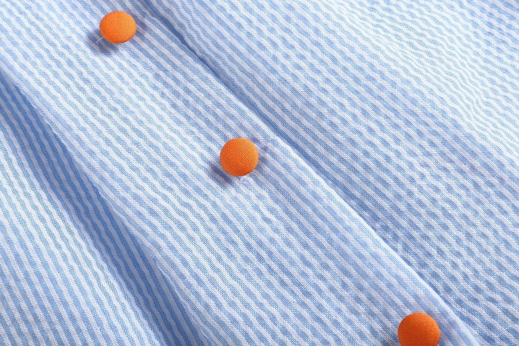 Light Blue Seersucker Pumpkin Yoke Dress