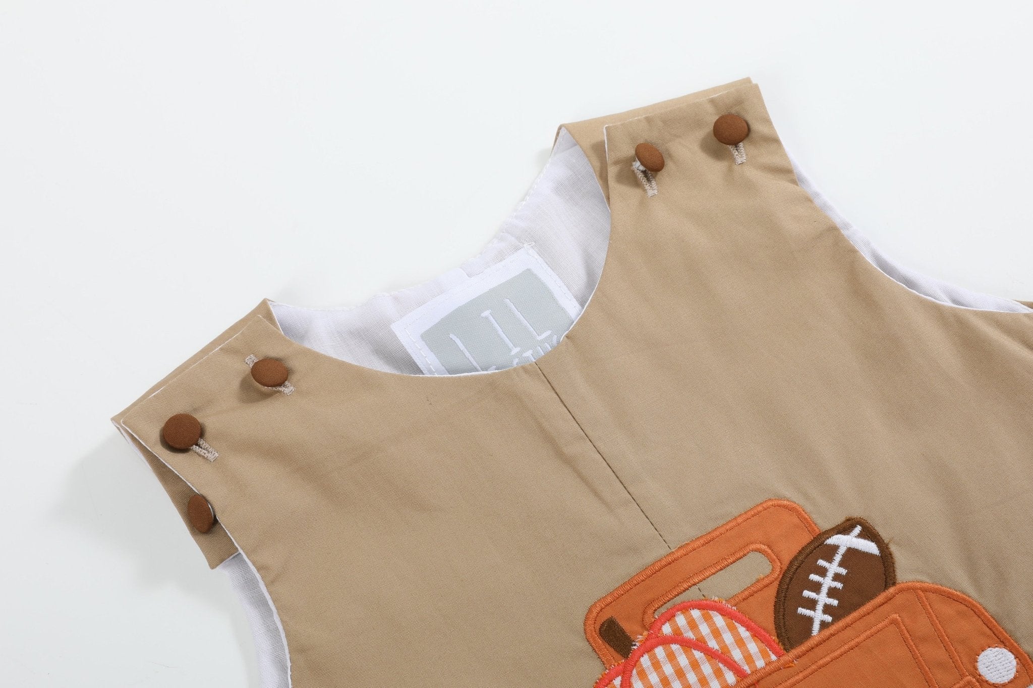 Light Brown Pumpkin Football Truck Overalls