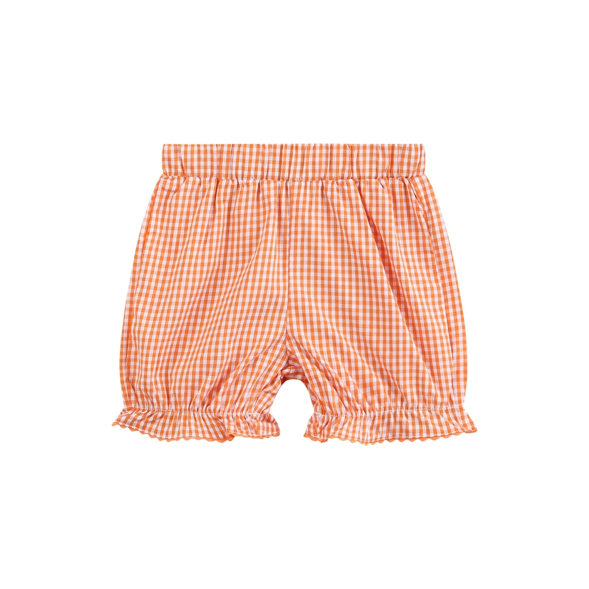 Pink and Orange Gingham Boo Smocked Dress and Bloomer Set