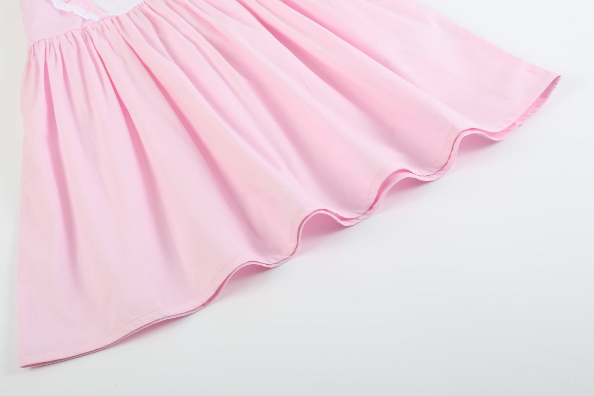 Pink Bunny Ruffle Shoulder Dress