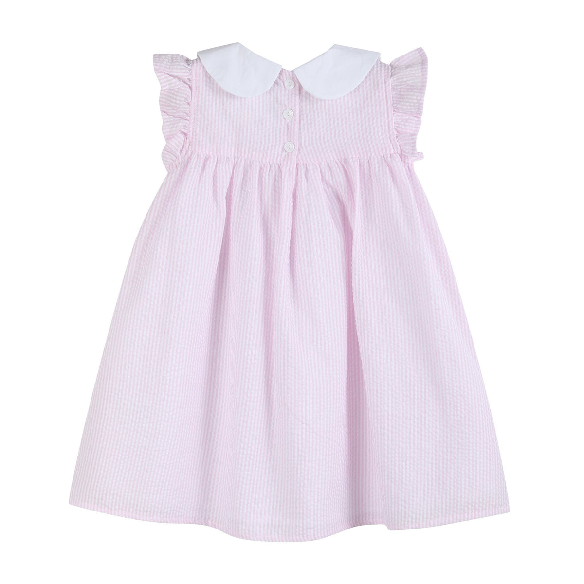 Pink Seersucker Bunny Ruffle Dress