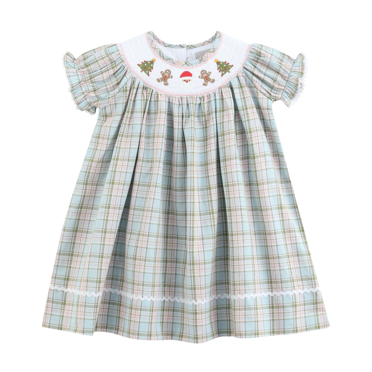 Pinkmas Plaid Christmas Smocked Bishop Dress