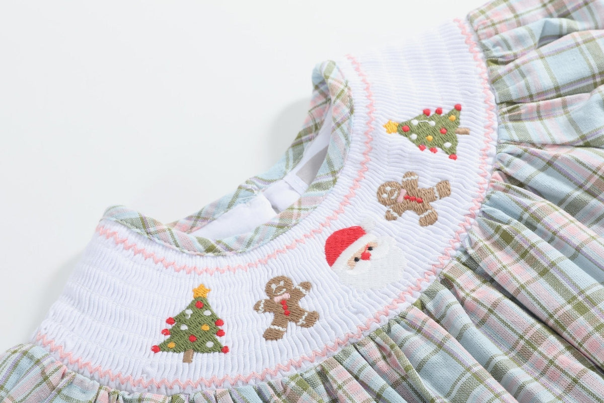 Pinkmas Plaid Christmas Smocked Bubble Romper