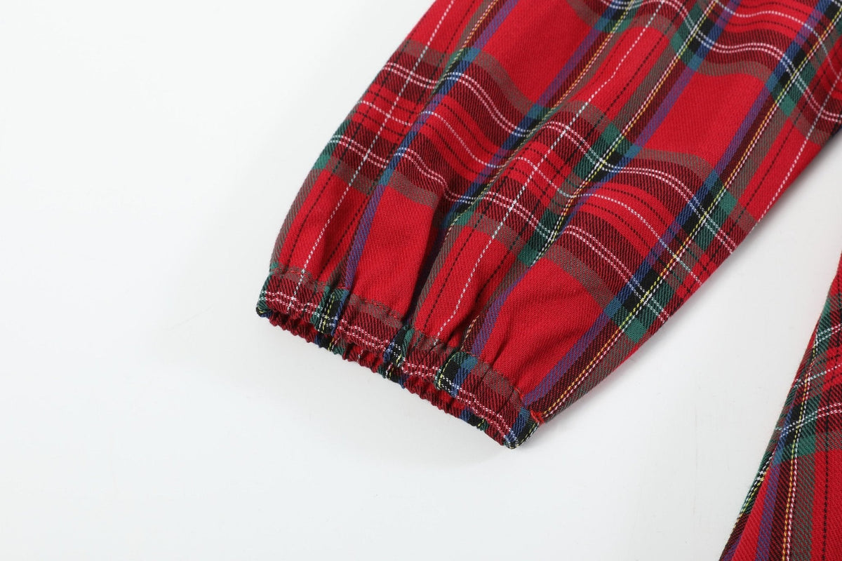 Red and Green Christmas Plaid Smocked Dress