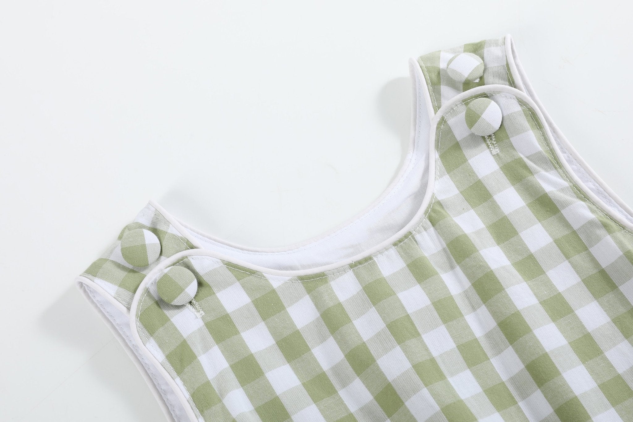 Sage Green Gingham Classic Bubble Romper