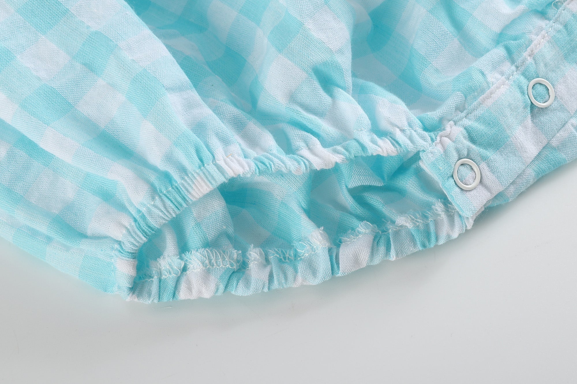 Turquoise Gingham Whale Smocked Flutter Bubble Romper