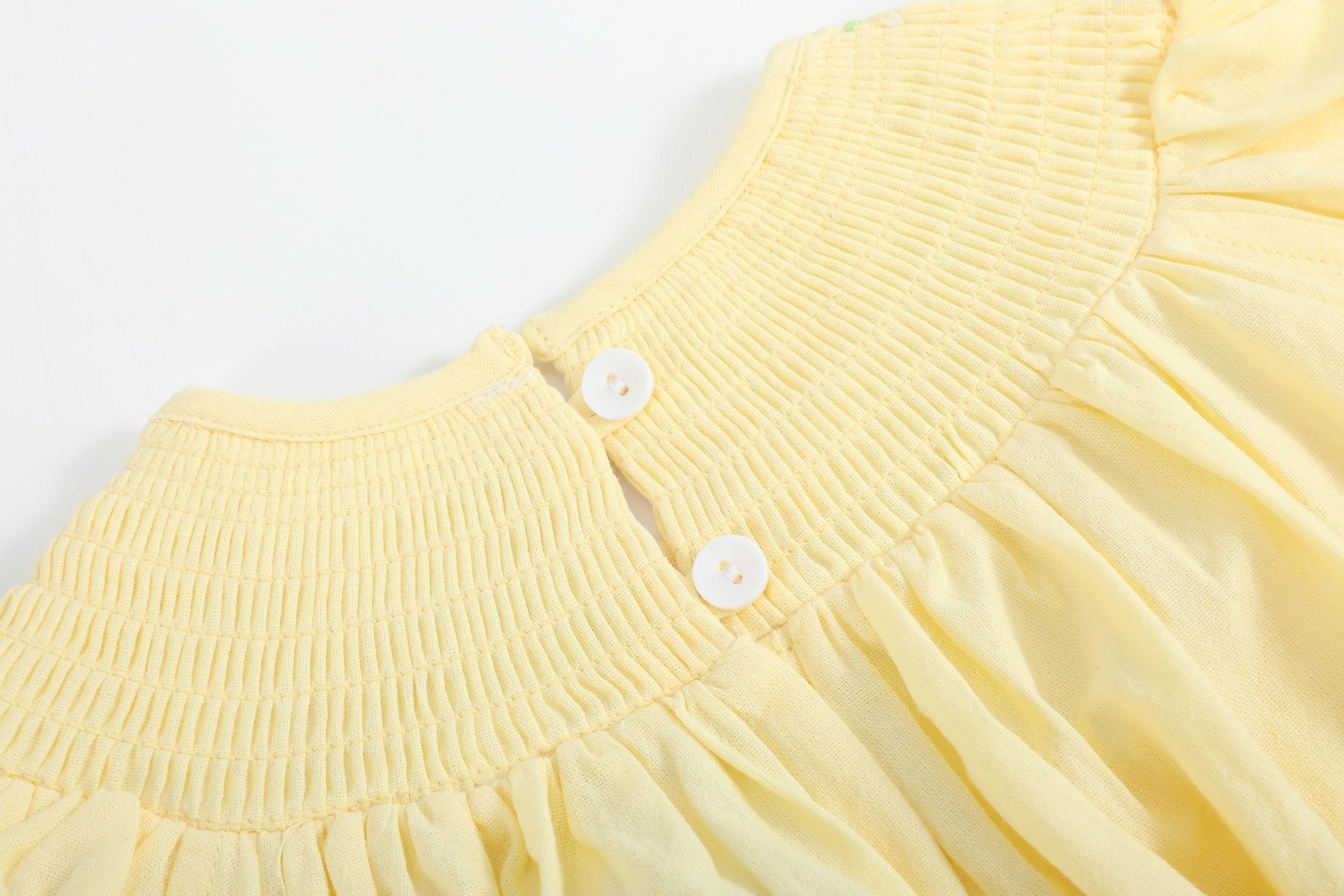 Yellow Daisy Pocketed Smocked Bishop Dress
