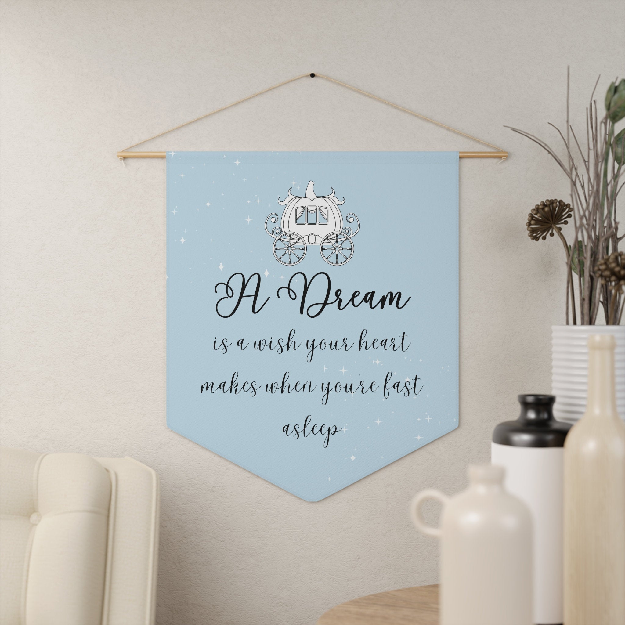 Baby Girl Nursery Decor, "A dream is a wish your heart makes" Bedroom Bannerproduct_type