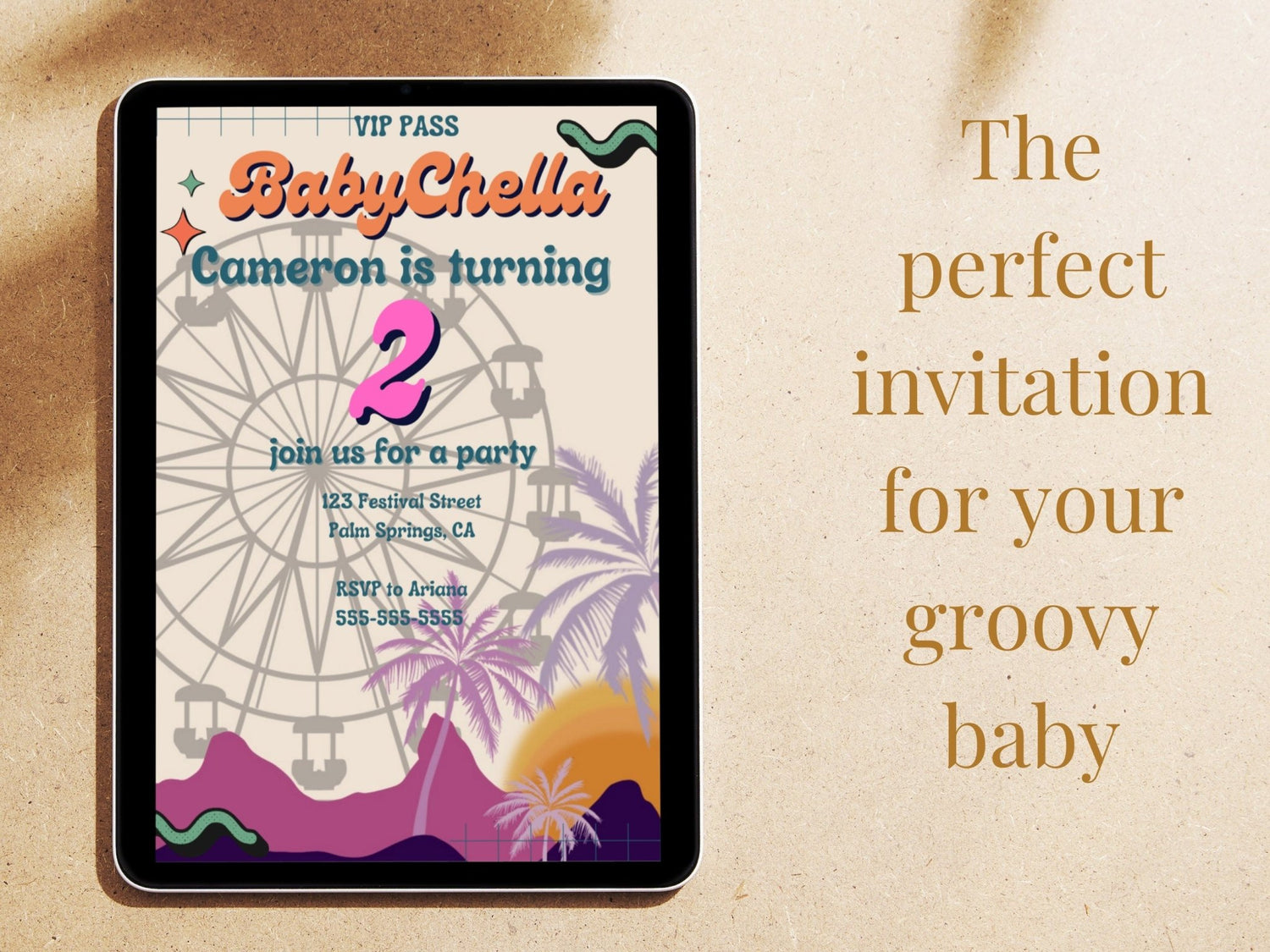 BabyChella Birthday Invitation, Coachella Invitation, children&