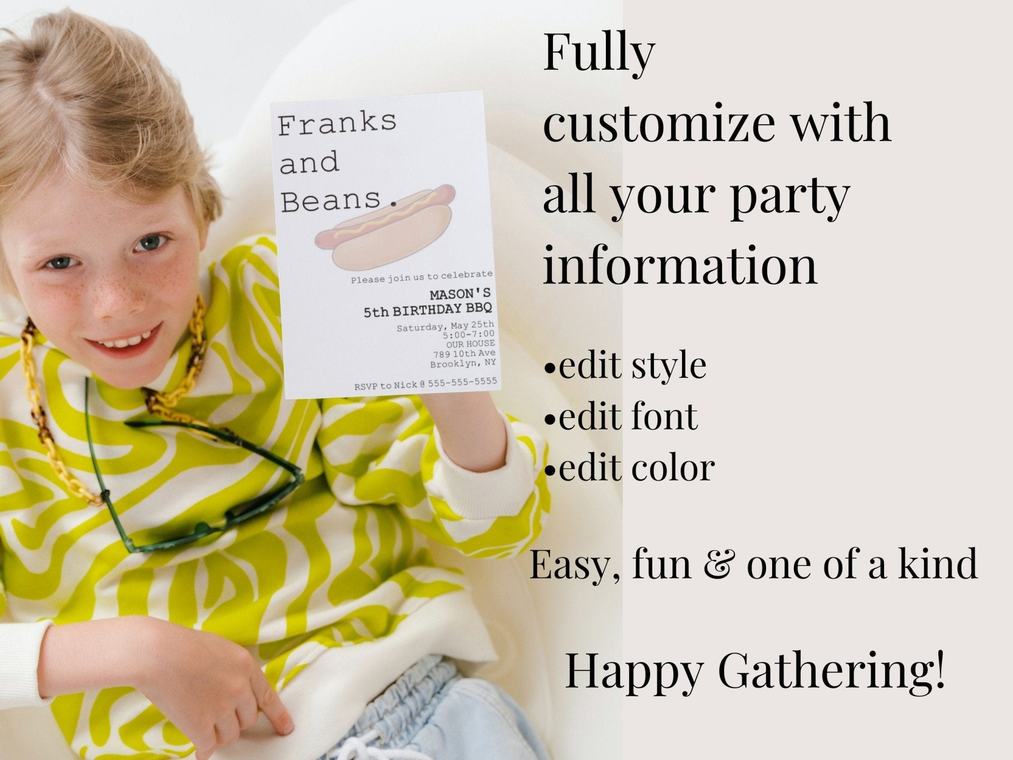 BBQ birthday invitation template | Summer Birthday Template | BBQ Theme | Funny Invitation | Franks and Beansproduct_type