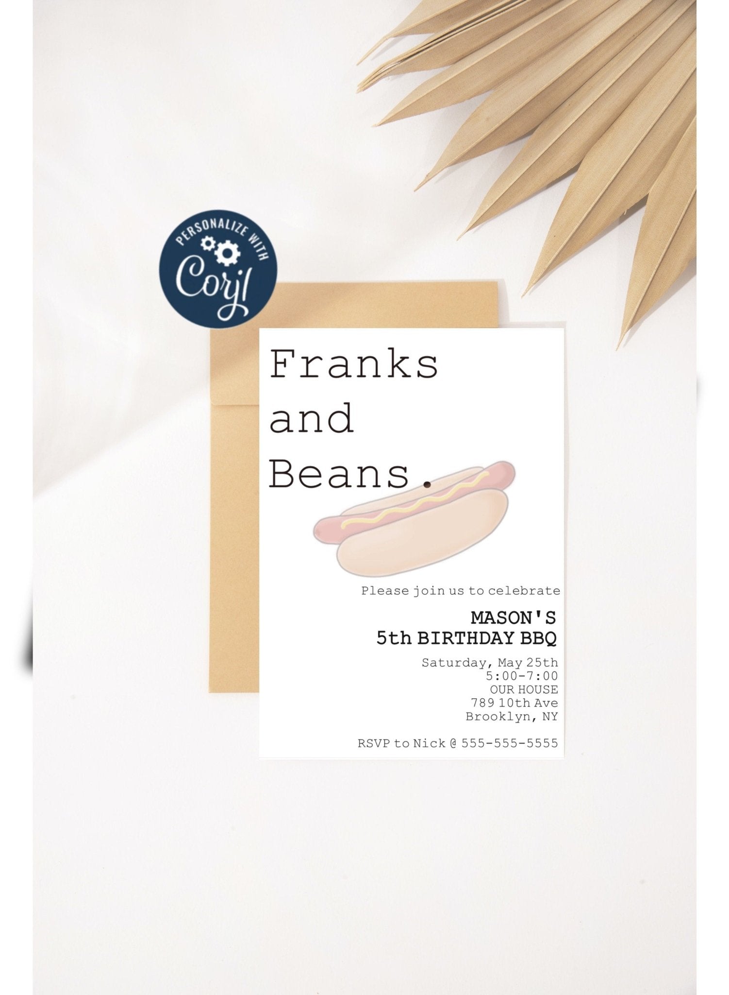 BBQ birthday invitation template | Summer Birthday Template | BBQ Theme | Funny Invitation | Franks and Beansproduct_type