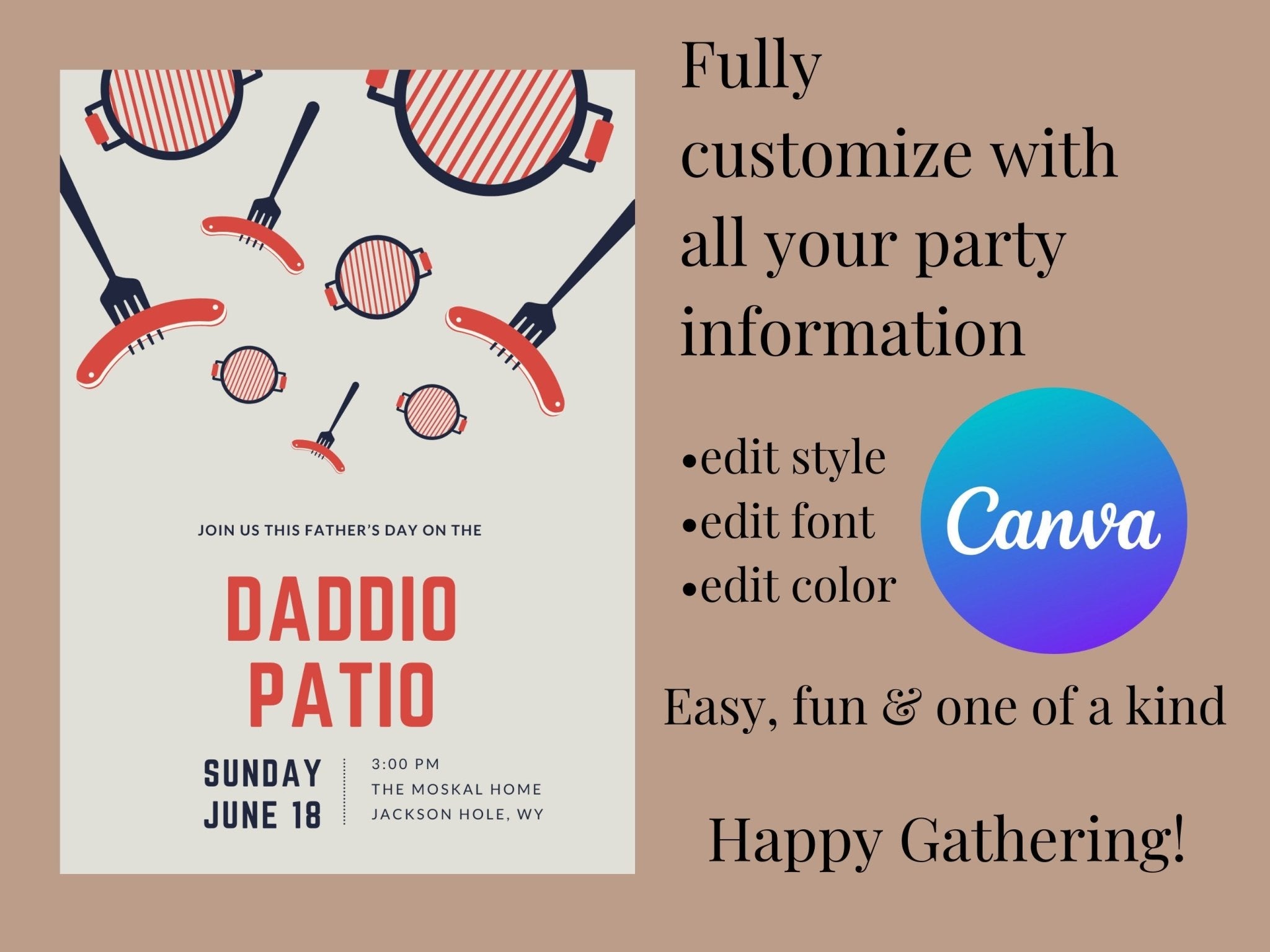 Father’s Day Invitation, BBQ Invitation, Father’s Day Party, BBQ partyproduct_type