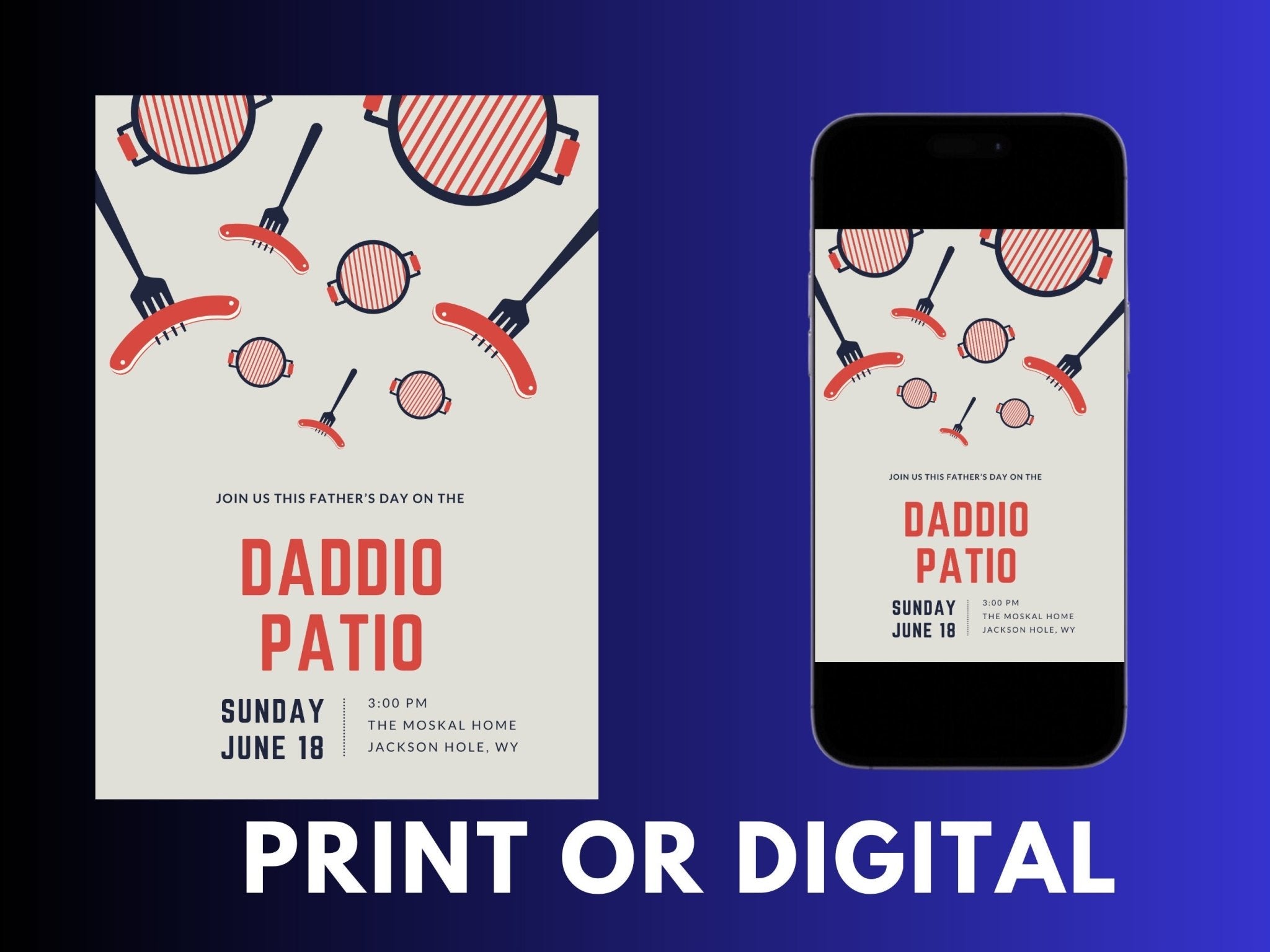 Father’s Day Invitation, BBQ Invitation, Father’s Day Party, BBQ partyproduct_type