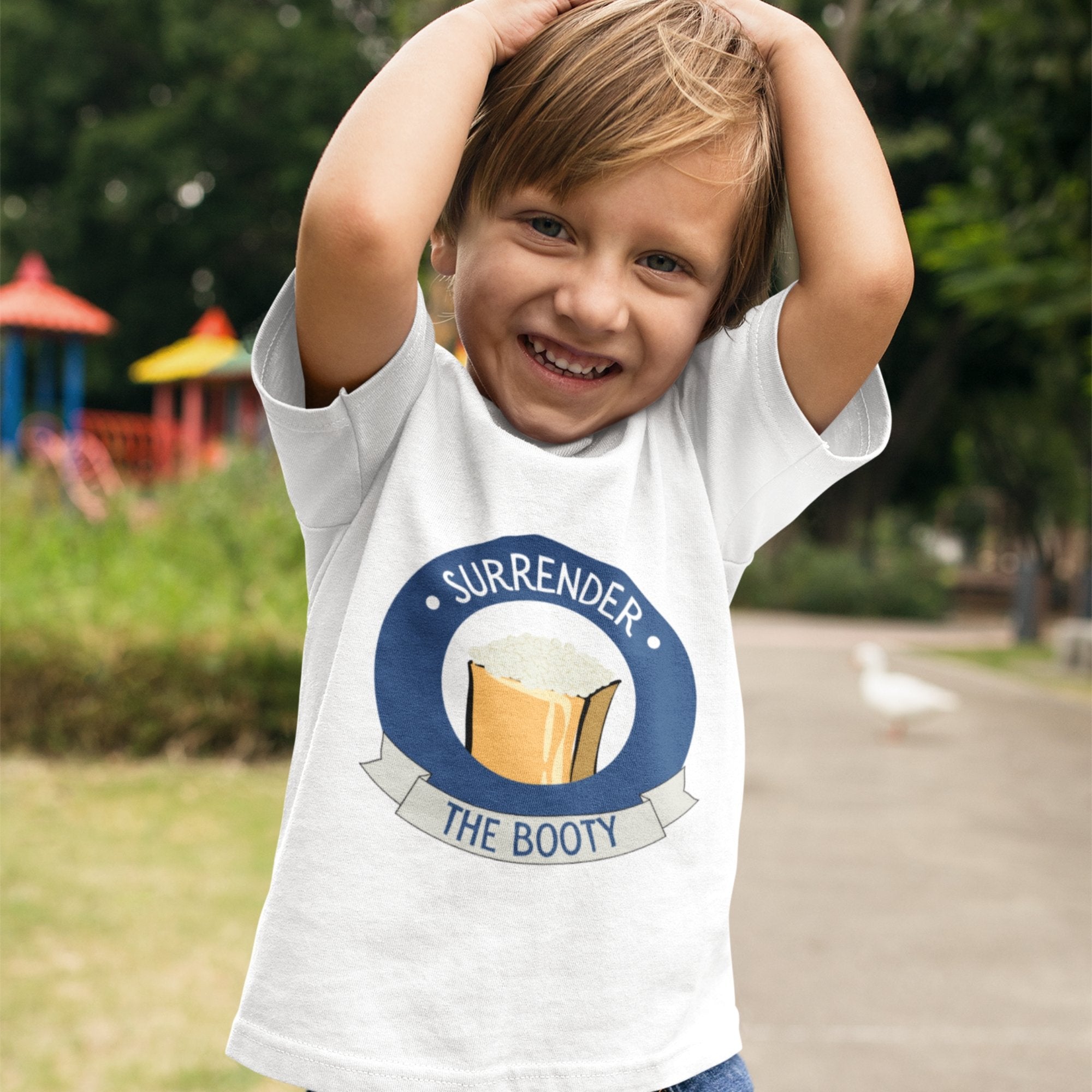 Funny Toddler Shirt - "Surrender the Booty" with Pirate&