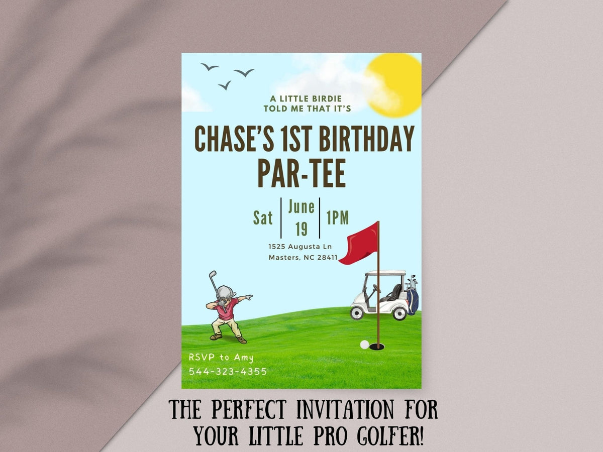 Golf Birthday Invitation, Golf Invitation, Birthday Par-tee Invitation, 1st Par-tee, Hole in One Birthdayproduct_type
