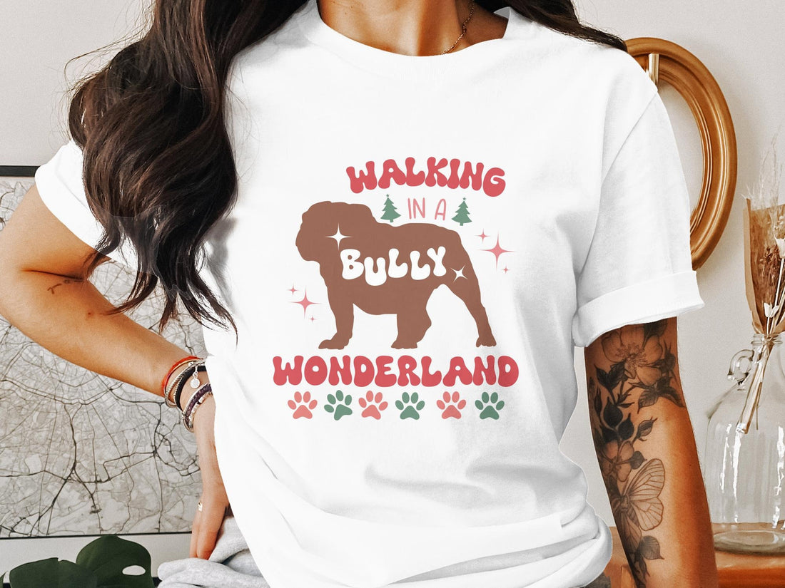 Bulldog Christmas Shirt, Walking in a Bully Wonderland Shirt, Bulldog Christmas Gift - Gathering Littles
