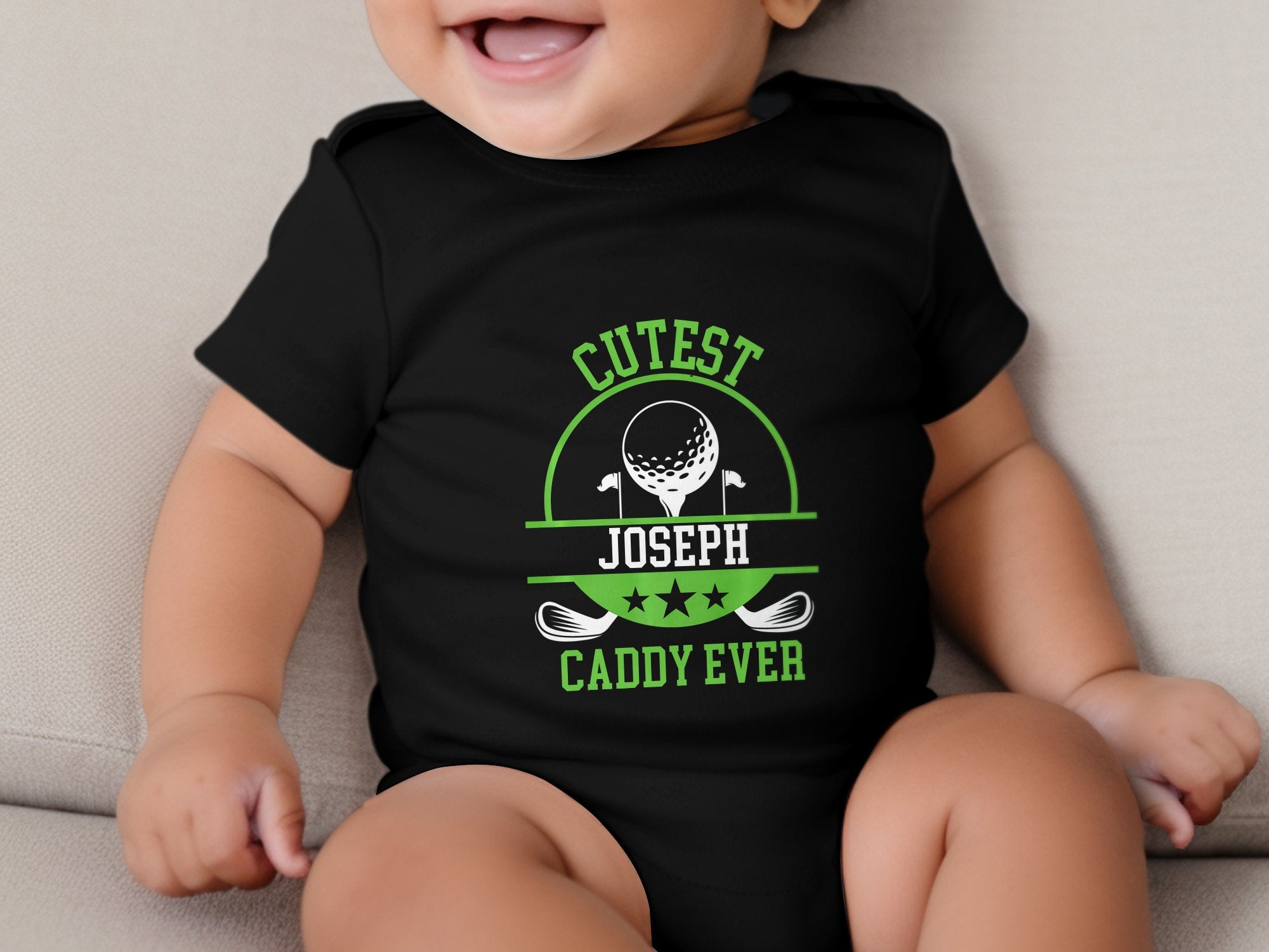 Custom Baby Caddy Bodysuit, Cute Golf Personalized Name Baby Romper, Custom Name Golf Outfit Baby Boy - Gathering Littles