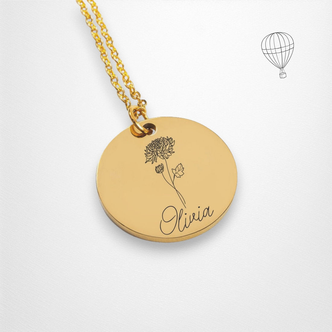 Personalized Birth Flower Gift for Mom, Personalized Name Birthflower Necklace - Gathering Littles