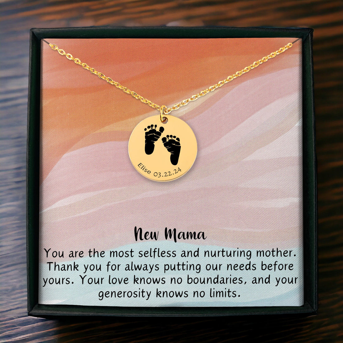 Baby Footprint Necklace, Personalized Push Present for New Mom - Gathering Littles