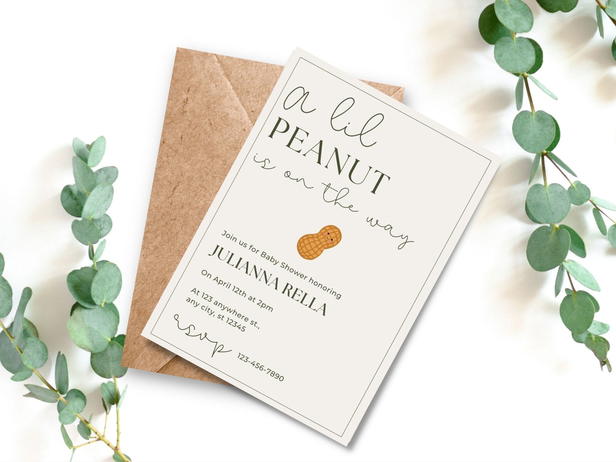 Little Peanut Baby Shower, Minimalist Baby Shower Invitation, Chic Baby Shower, Digital Baby Shower Invitation, Peanut Baby Showerproduct_type