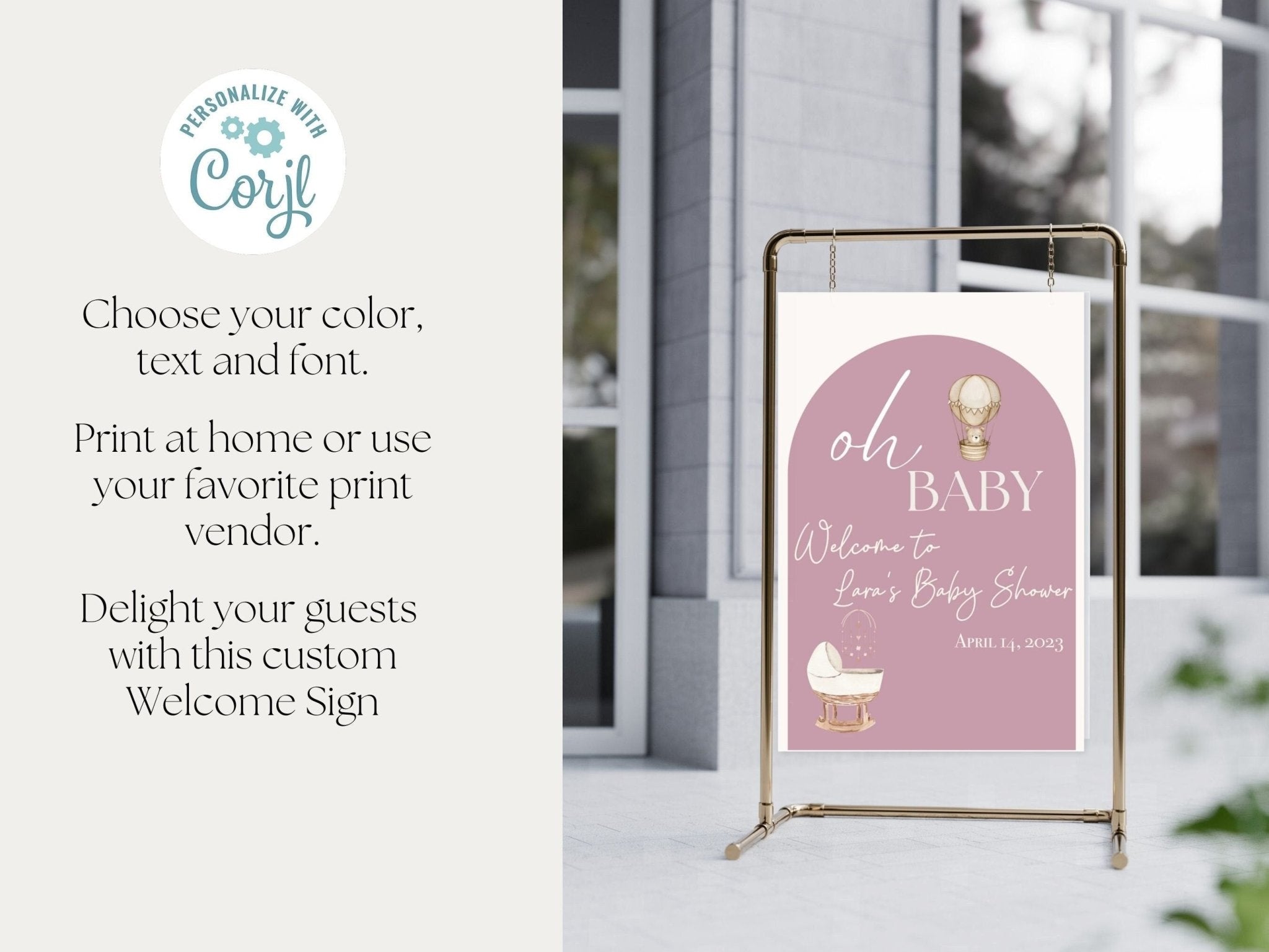 Minimalist Baby Shower Welcome Sign, Custom Welcome Sign for Baby Shower, Baby Shower Welcome Sign Template Oh Babyproduct_type