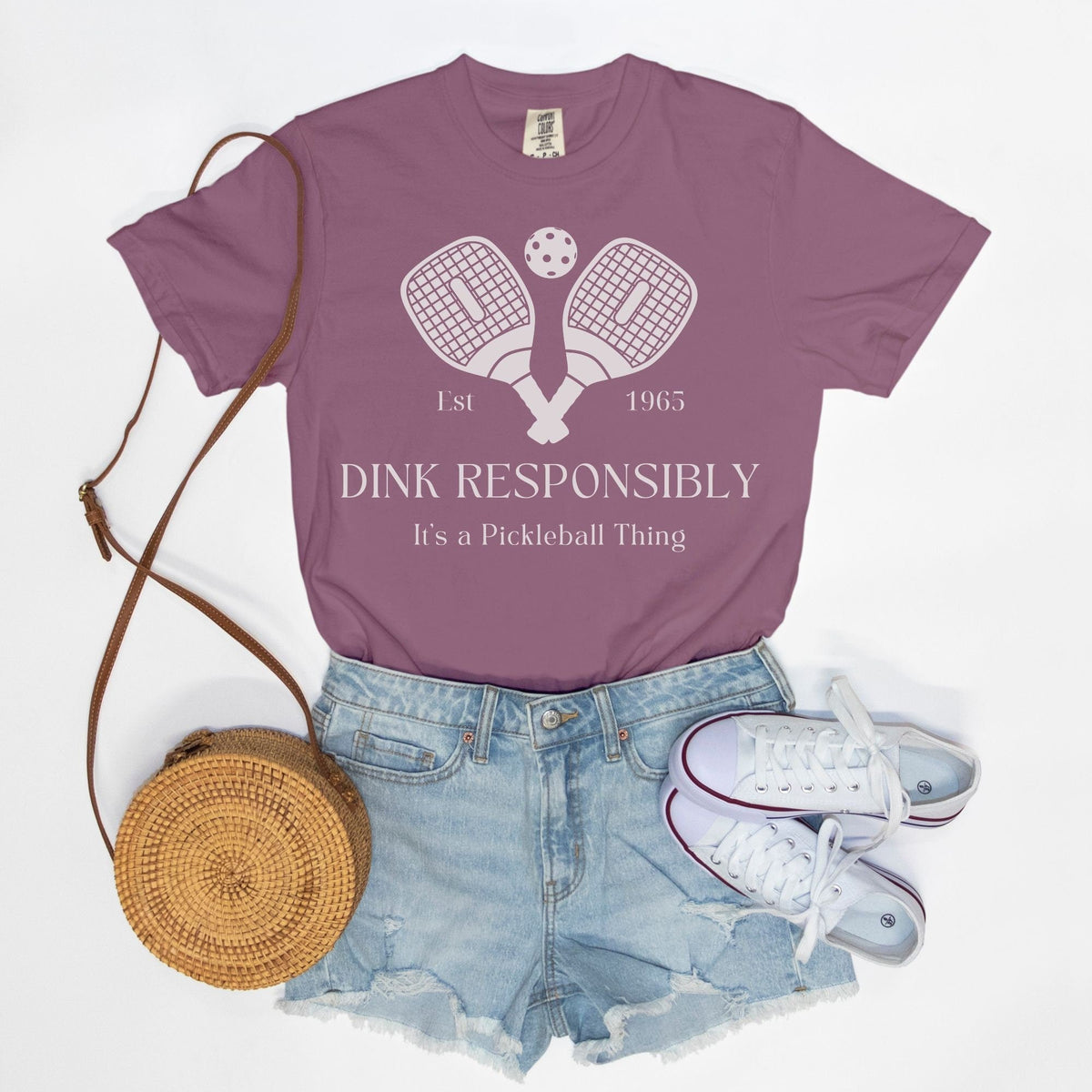 Pickleball T-Shirt "Dink Responsibly" Funny Pickleball Shirt - Comfort Colors Oversized Teeproduct_type