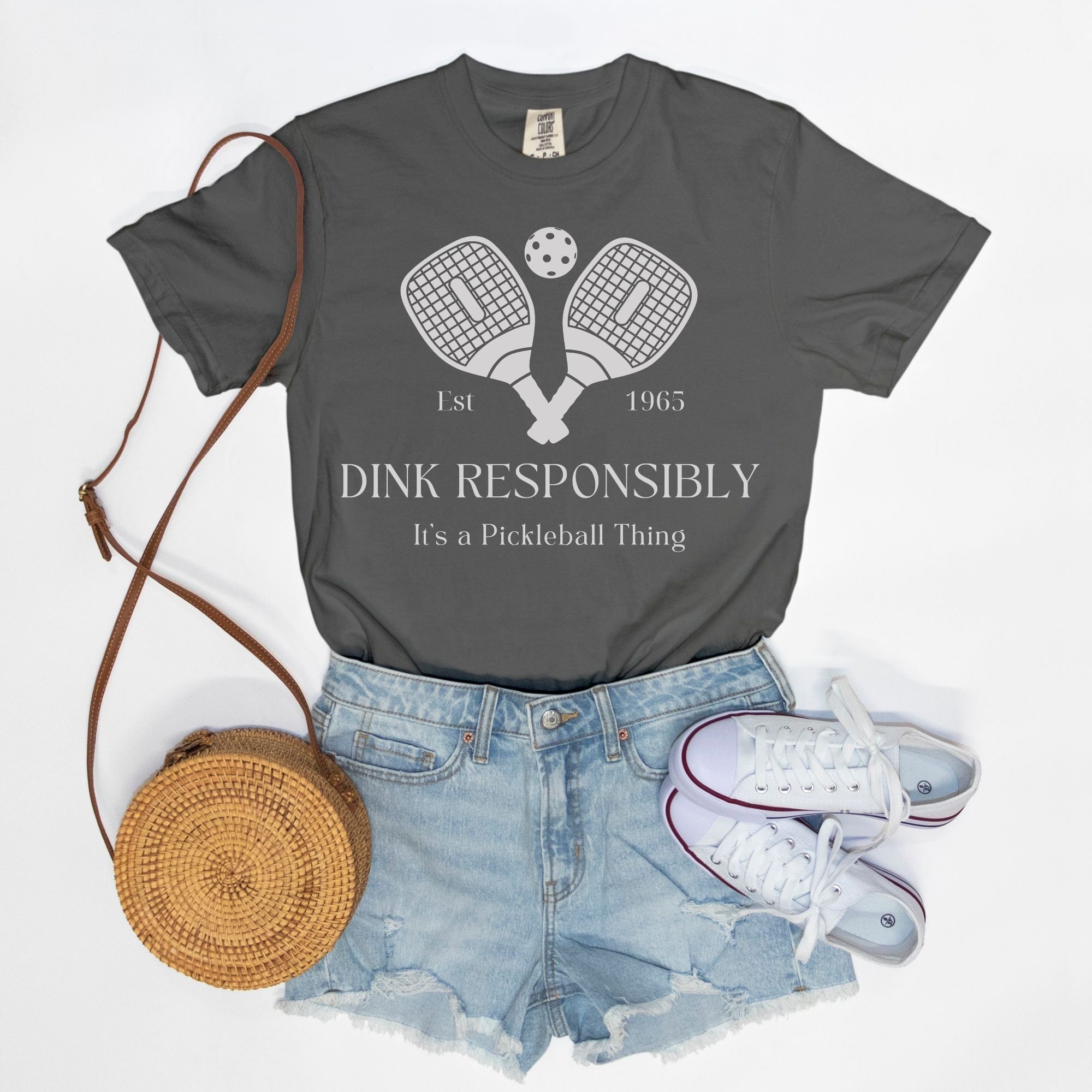 Pickleball T-Shirt "Dink Responsibly" Funny Pickleball Shirt - Comfort Colors Oversized Teeproduct_type