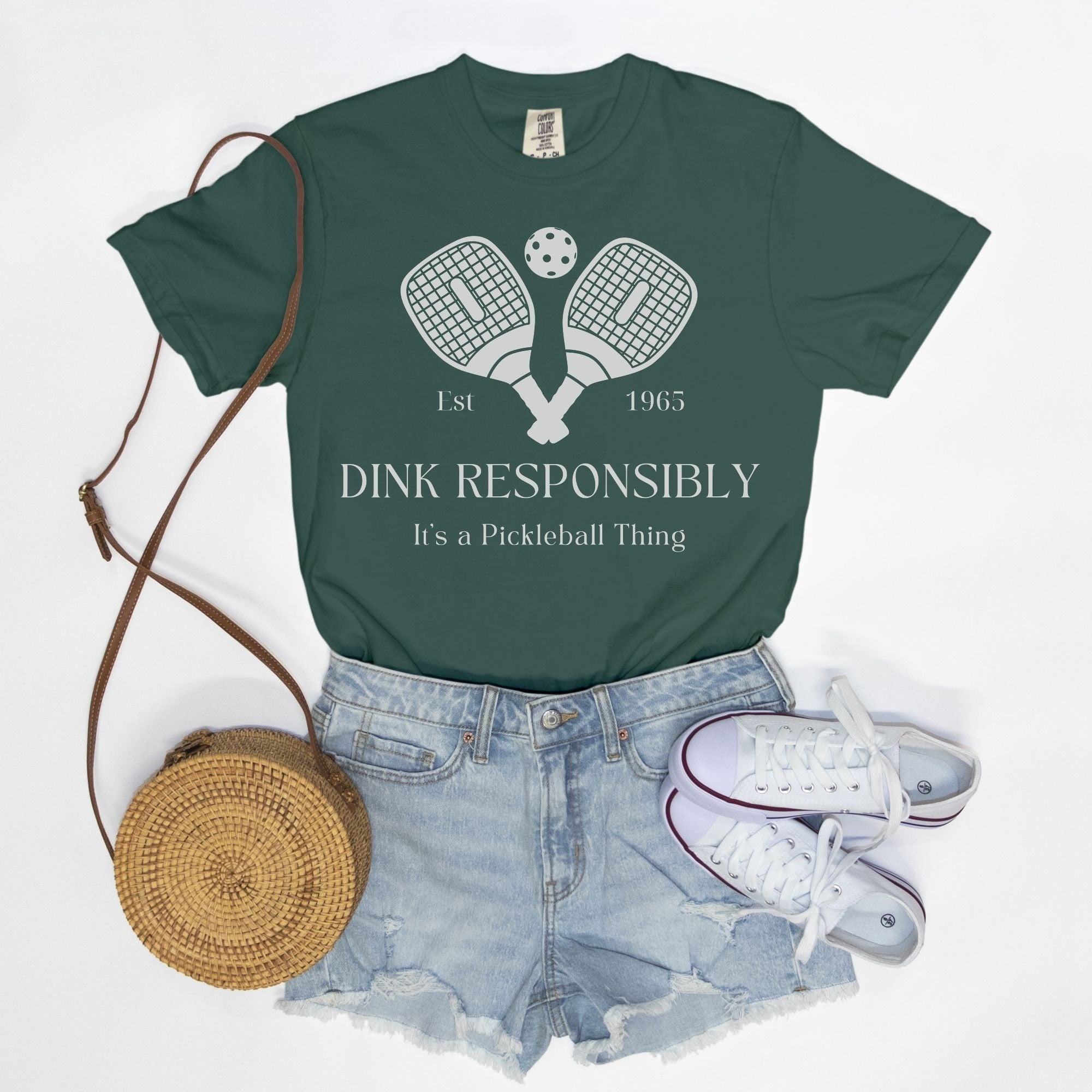 Pickleball T-Shirt "Dink Responsibly" Funny Pickleball Shirt - Comfort Colors Oversized Teeproduct_type
