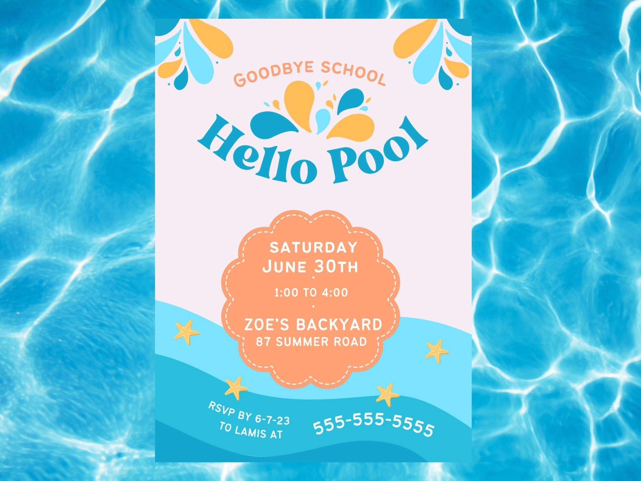Pool Party Invitation, End of Year Party Invitation, children&