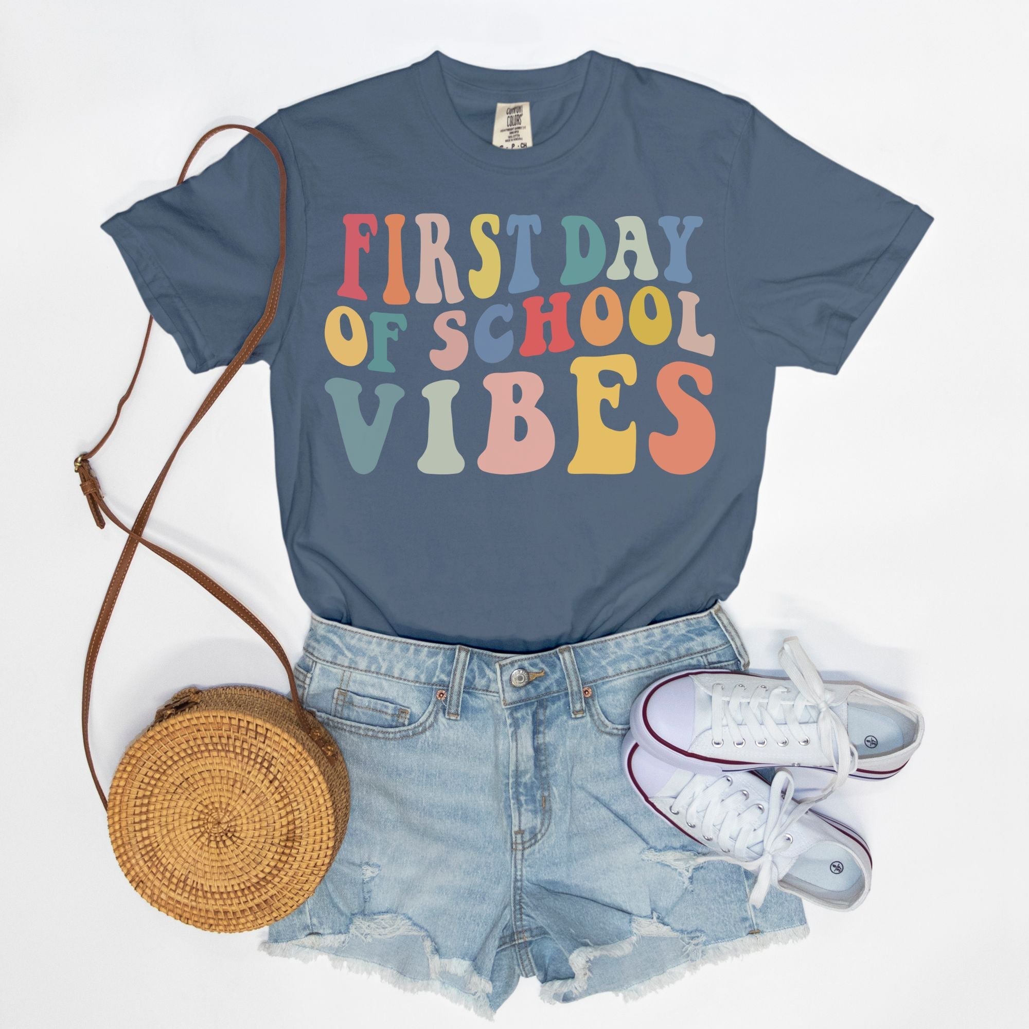Retro First Day of School Vibes Shirt, Comfort Color Tee, Back to School Giftproduct_type