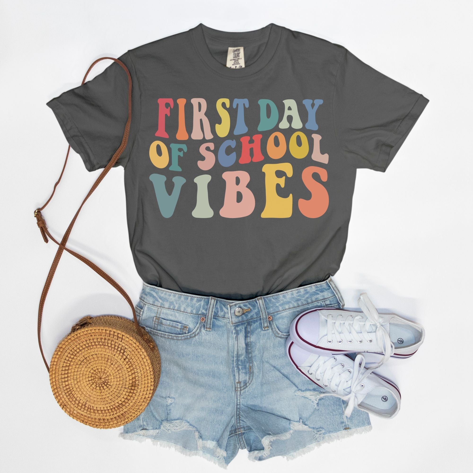 Retro First Day of School Vibes Shirt, Comfort Color Tee, Back to School Giftproduct_type