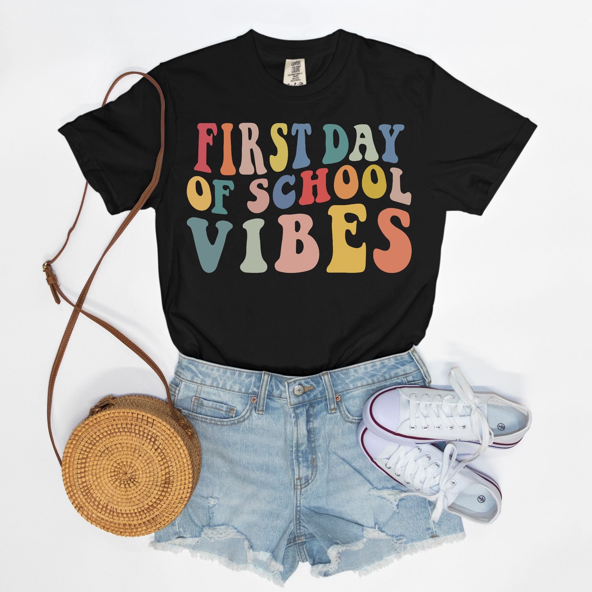 Retro First Day of School Vibes Shirt, Comfort Color Tee, Back to School Giftproduct_type