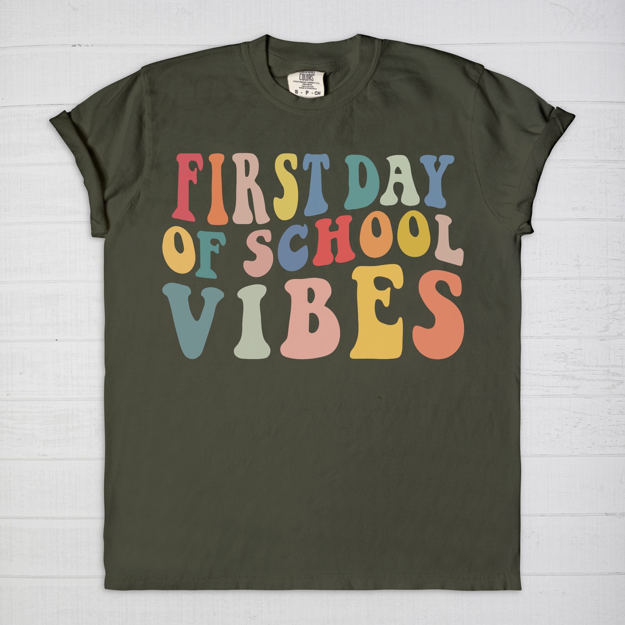 Retro First Day of School Vibes Shirt, Comfort Color Tee, Back to School Giftproduct_type