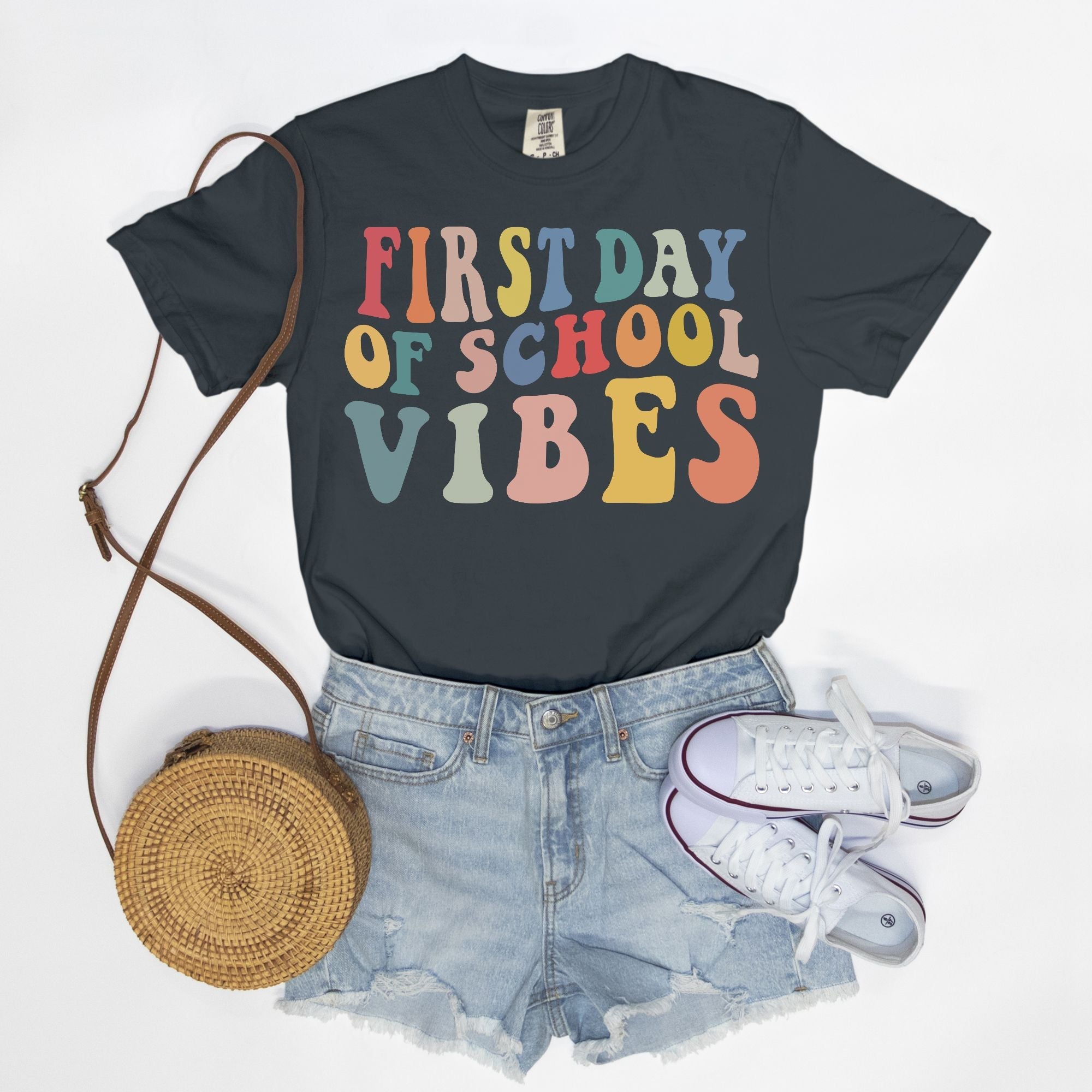 Retro First Day of School Vibes Shirt, Comfort Color Tee, Back to School Giftproduct_type