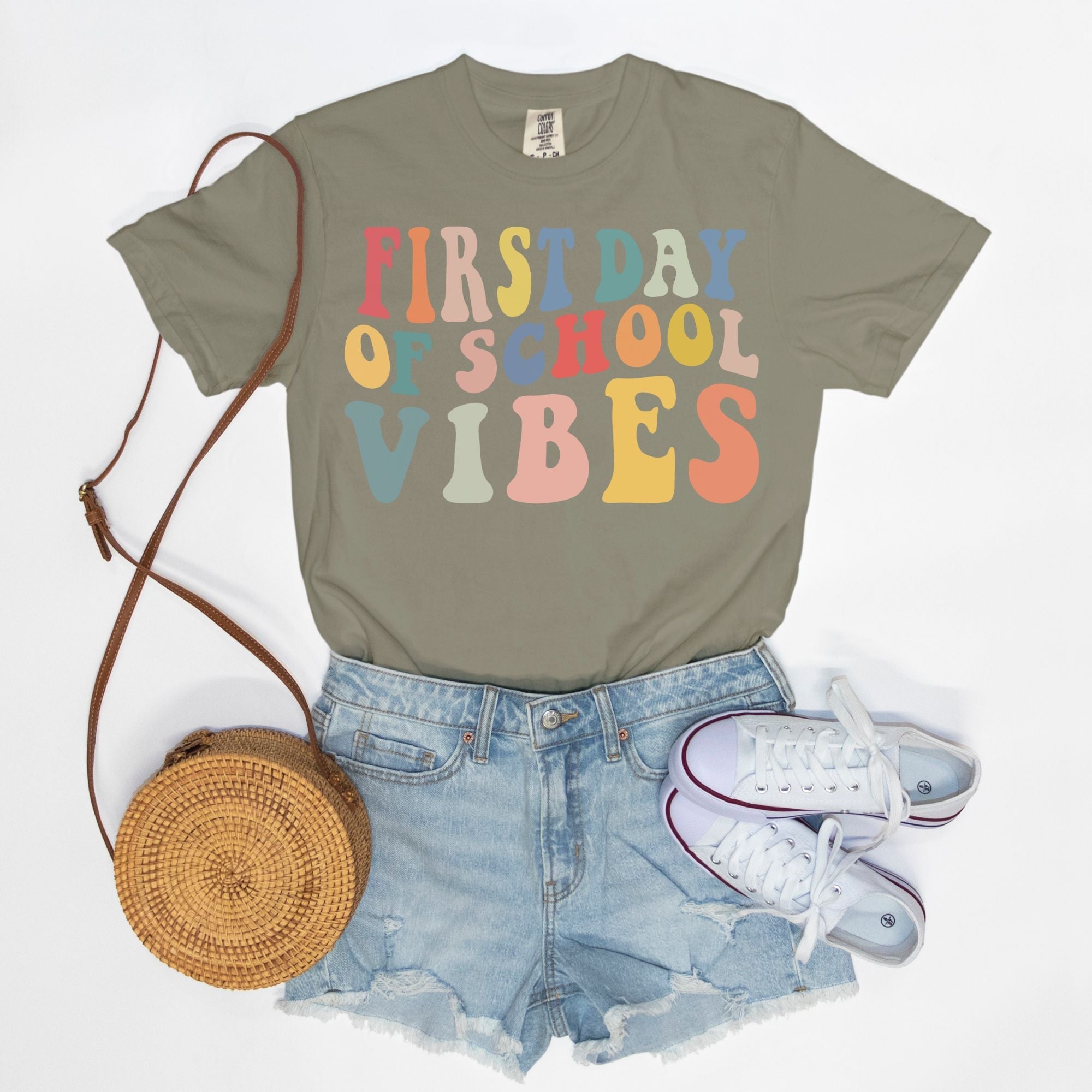 Retro First Day of School Vibes Shirt, Comfort Color Tee, Back to School Giftproduct_type