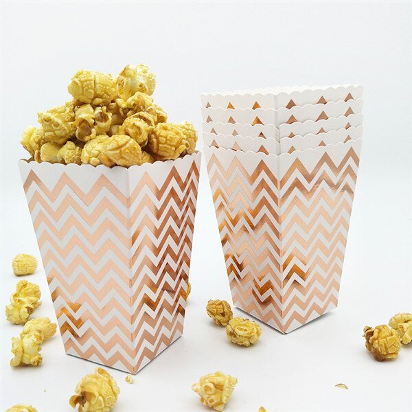 Rose Gold Popcorn Boxes, Gold Popcorn Boxes, Metallic Candy Boxes, 12 Pcs Candy Boxesproduct_type