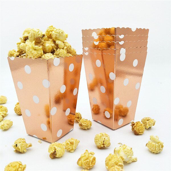 Rose Gold Popcorn Boxes, Gold Popcorn Boxes, Metallic Candy Boxes, 12 Pcs Candy Boxesproduct_type