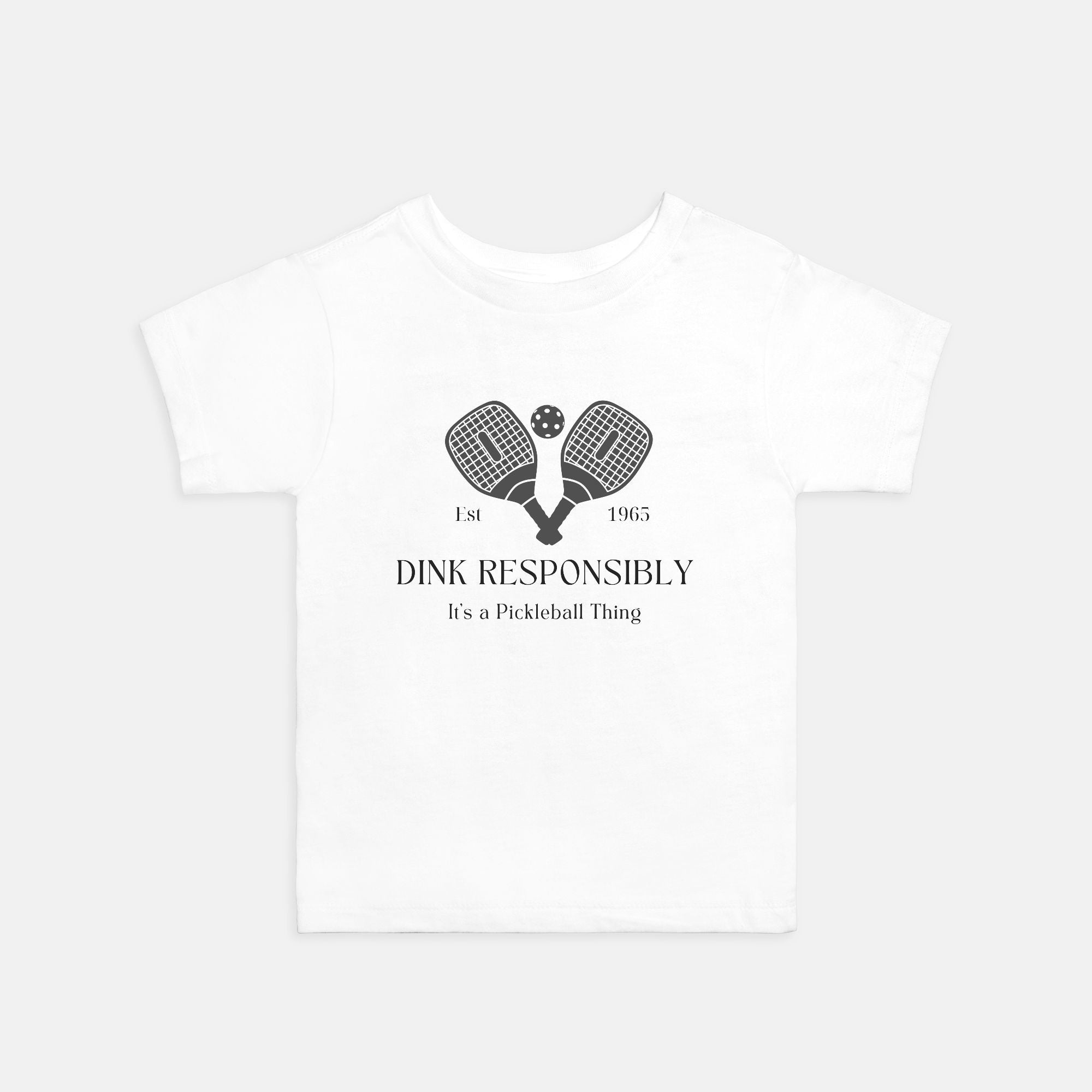 Toddler Pickleball Tee, "Dink Responsibly" Funny Pickleball Tee for Kidsproduct_type