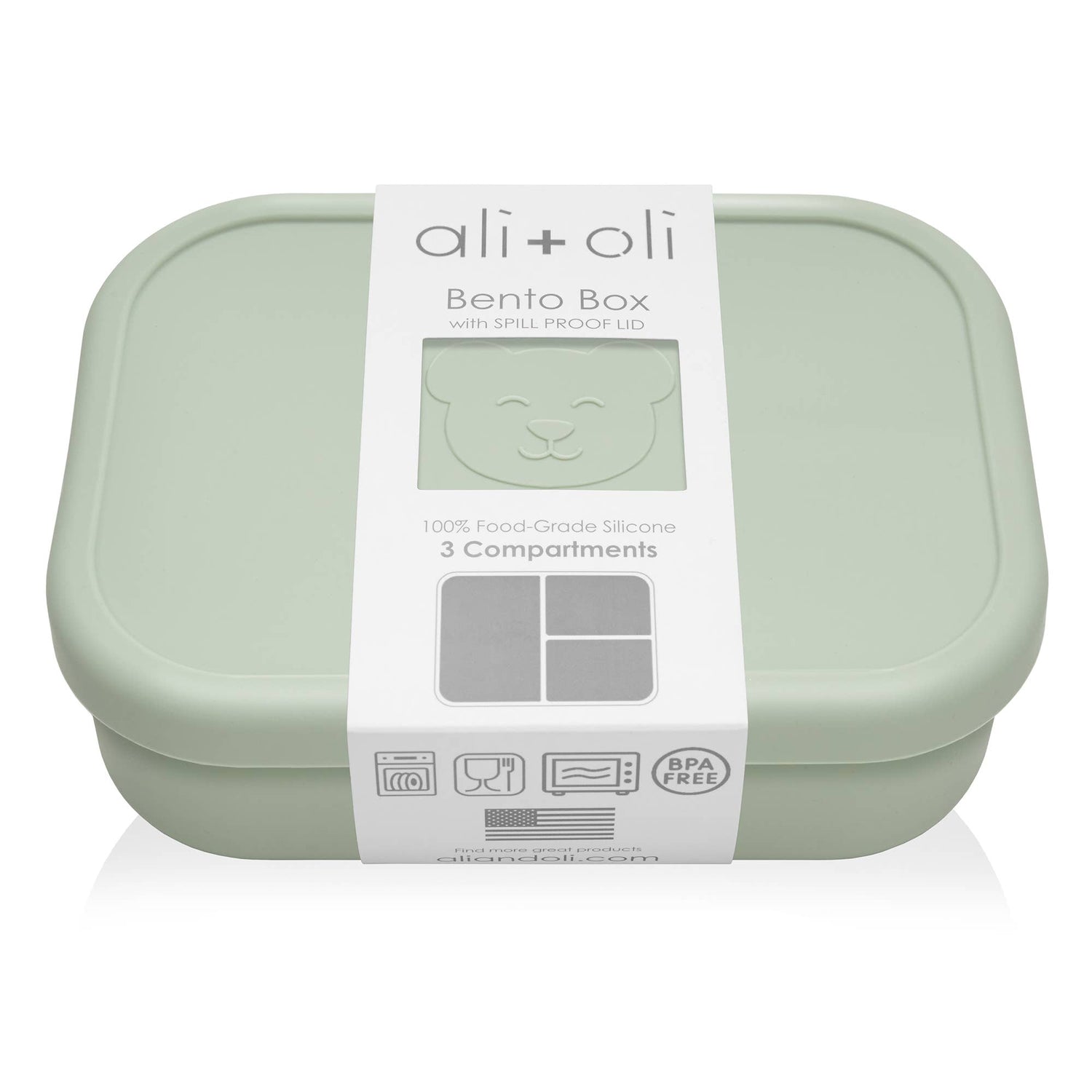 Ali+Oli Leakproof Silicone Bento Box (Pine) Back to School