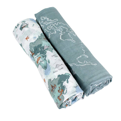 World Map + Someday Oh-So-Soft Muslin Swaddle Blanket Set