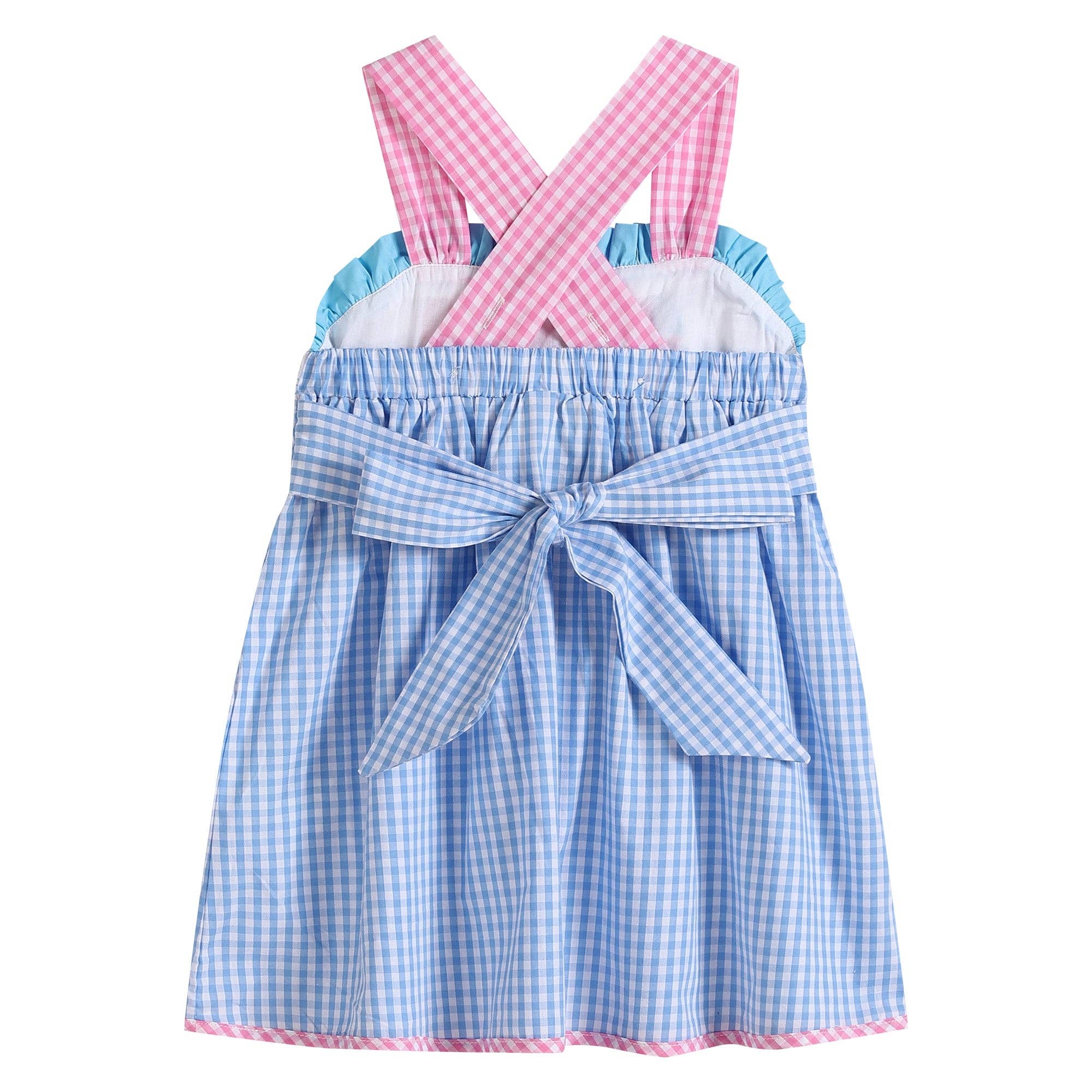 Baby Blue Gingham Pink Sailboats Smocked Baby Dress 3-6M - Gathering Littles