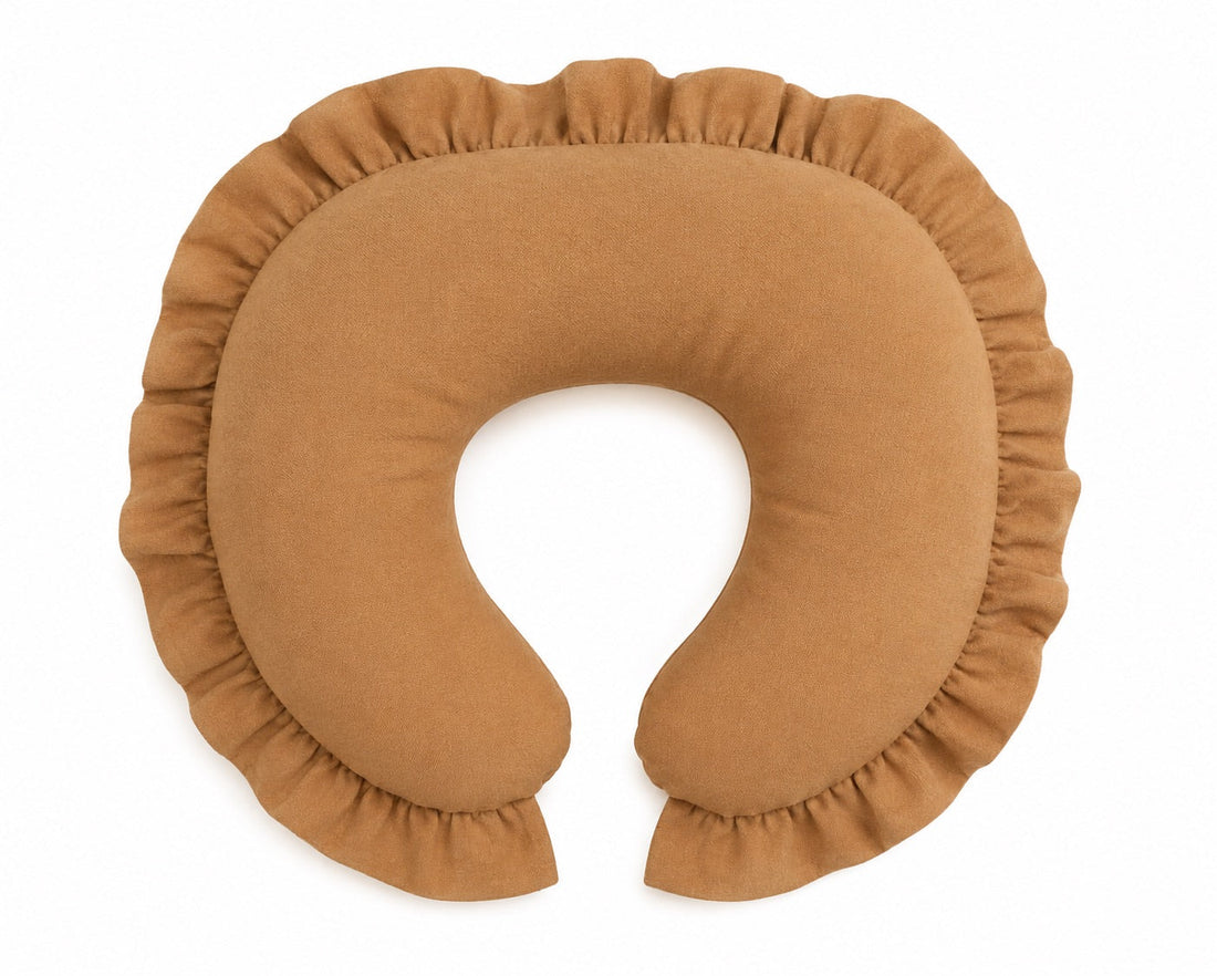 Brown Solid Ruffle Nursing Pillow Cover