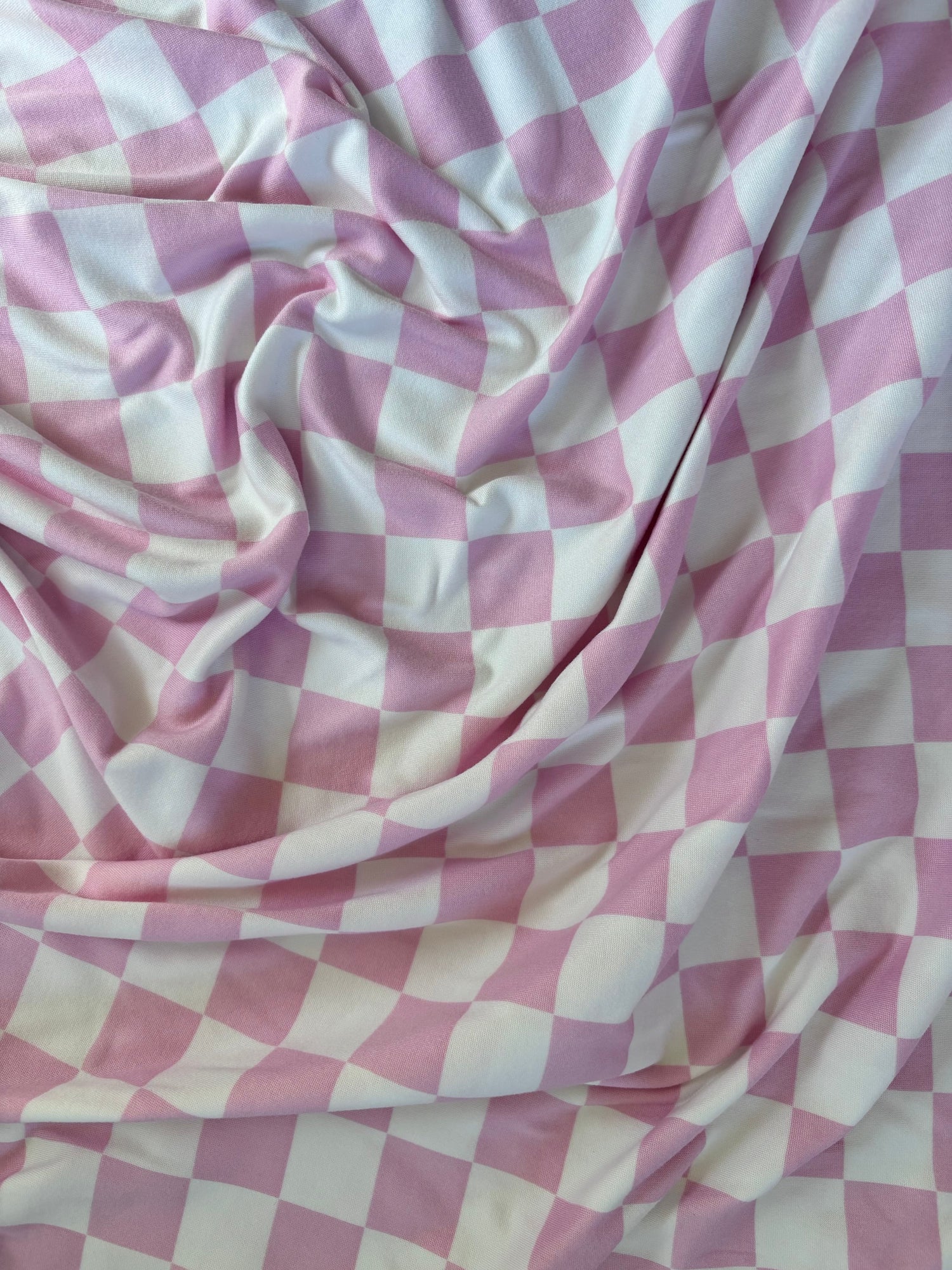 Sugar Pink &amp; White Checkered Stretch Swaddle