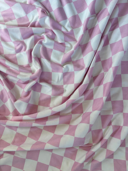 Sugar Pink &amp; White Checkered Stretch Swaddle