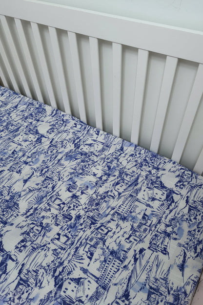 Pink Toile Crib Sheet