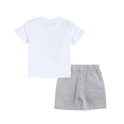 Gray Gingham Golf Tee and Shorts 2 pc Set