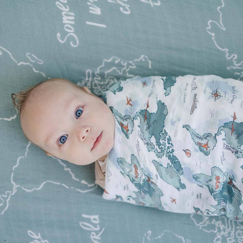 World Map + Someday Oh-So-Soft Muslin Swaddle Blanket Set